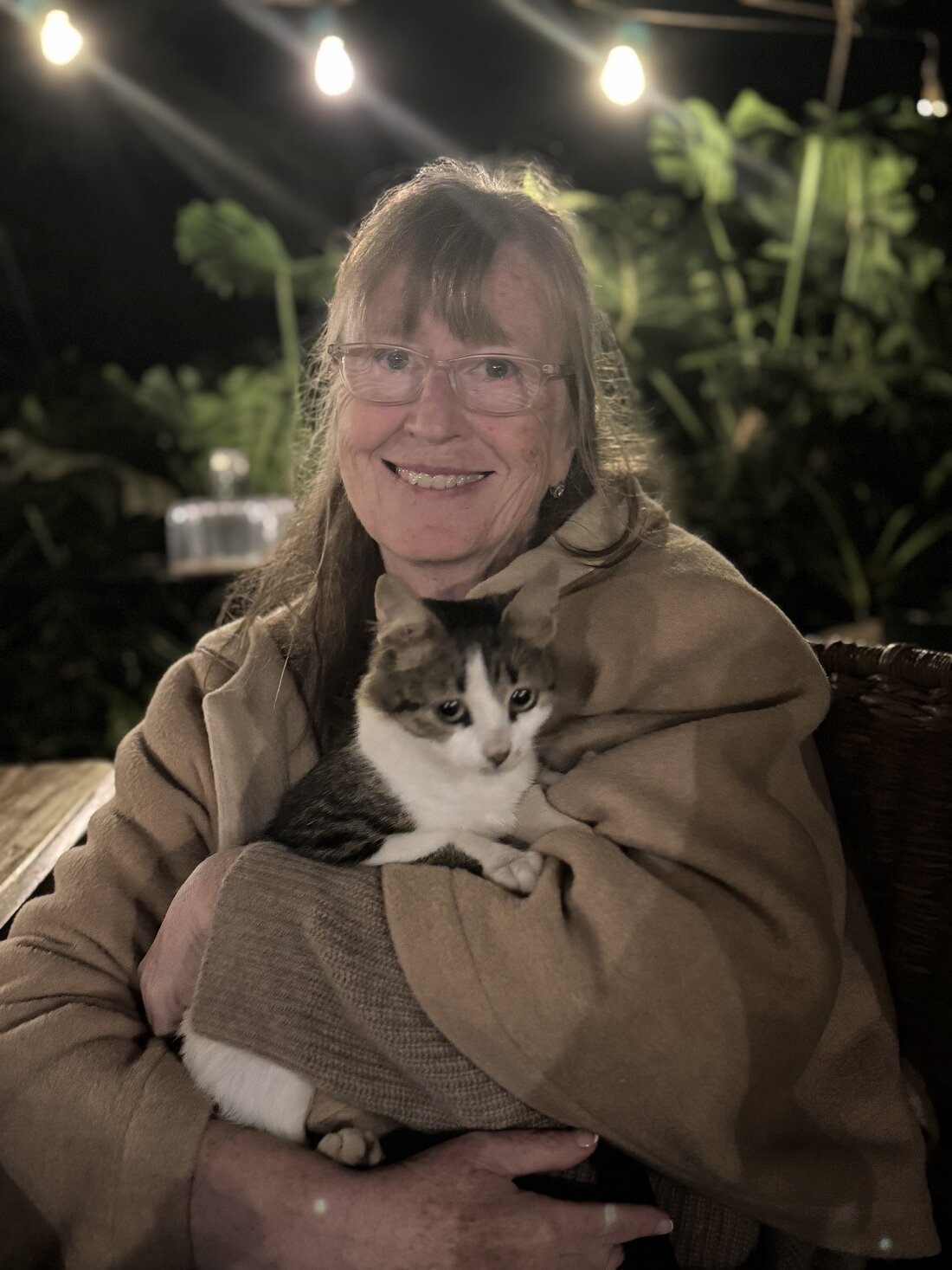 Mom with Willow the cat